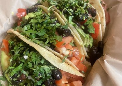 three veggie tacos