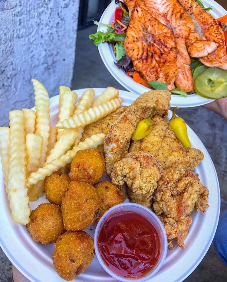 fish balls fried with fried fish and fries