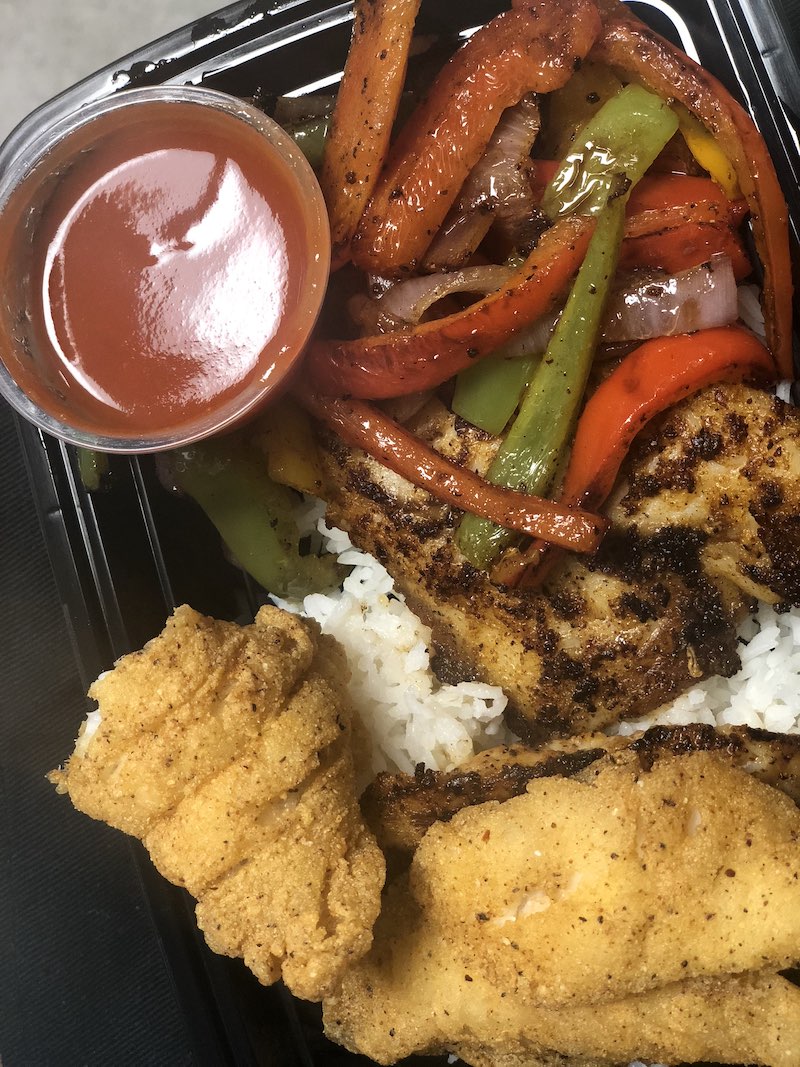 fried fish plate with rice