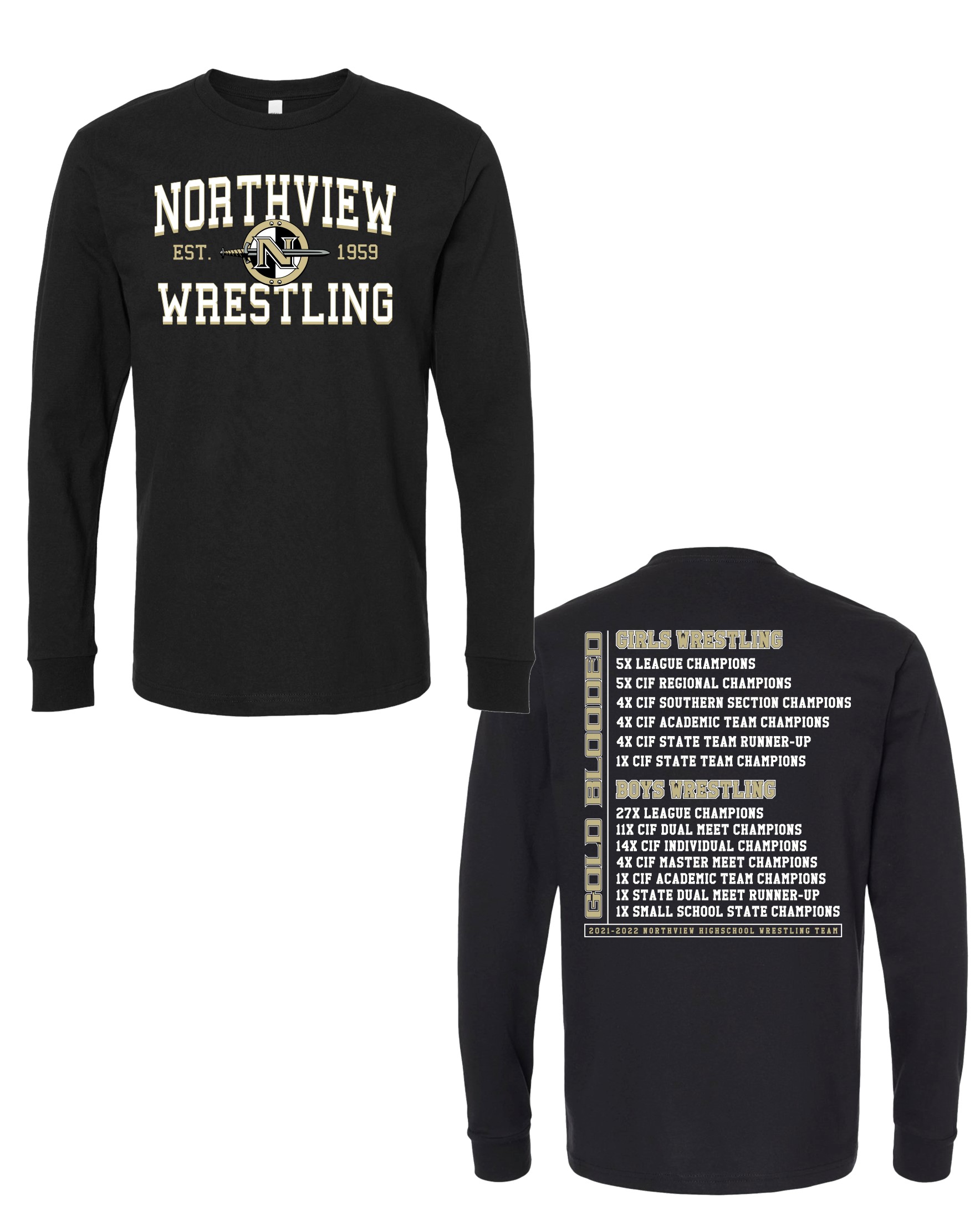 Northview Wrestling Black Long Sleeve $15