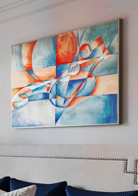 Abstract Watercolor Painting By Drenica on clients wall