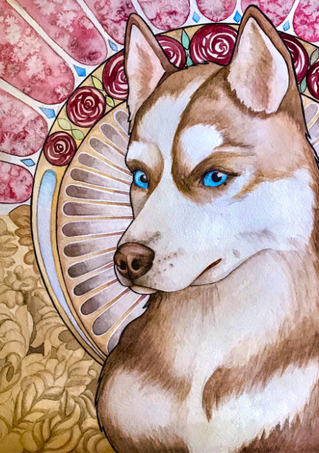 Dog Portrait Painting in Watercolor By Artist Drenica PawArtLove