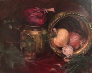 Still Life with Allium and Brass Vessels