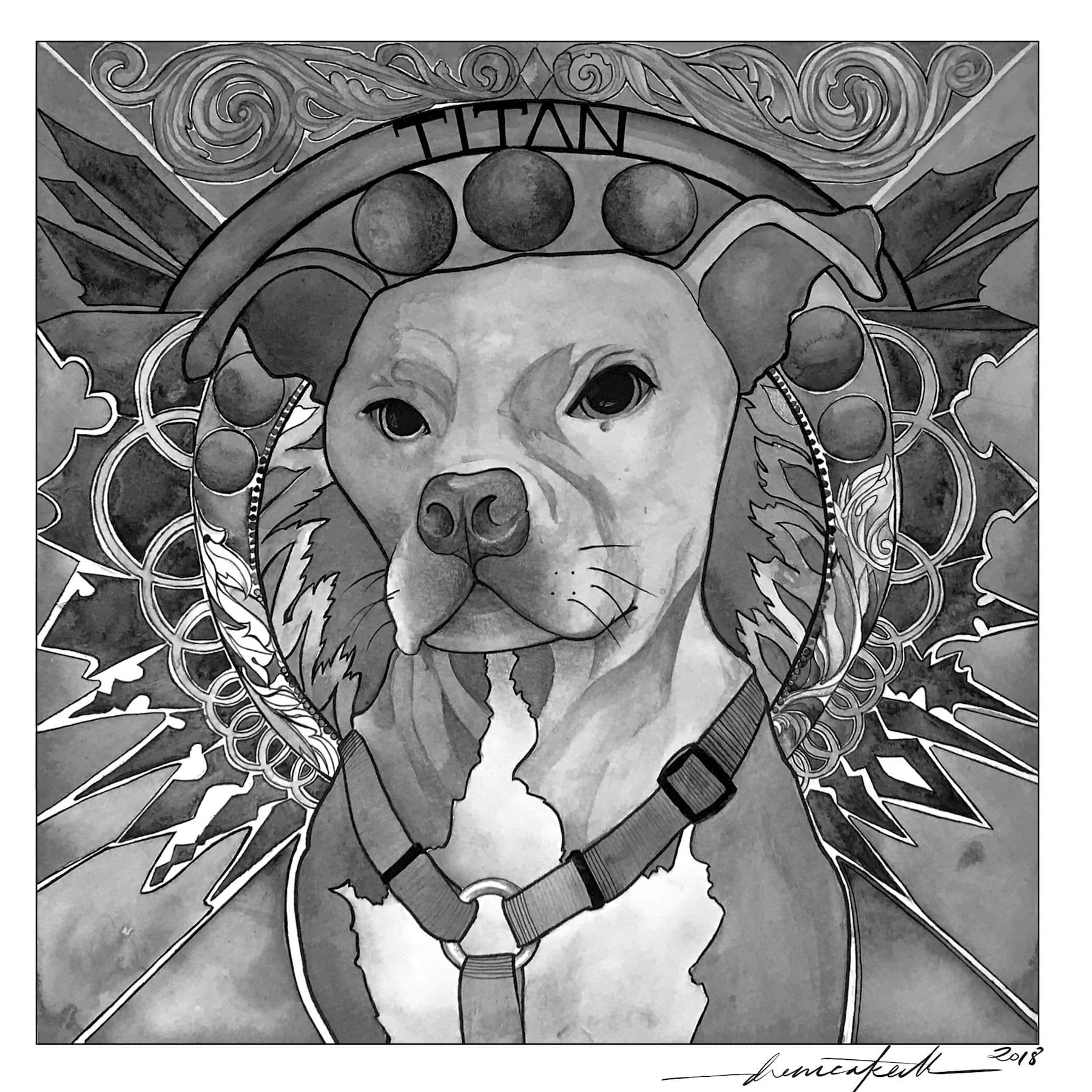 dogportrait_titan Dog Portrait of Titan a great friend and pittbull